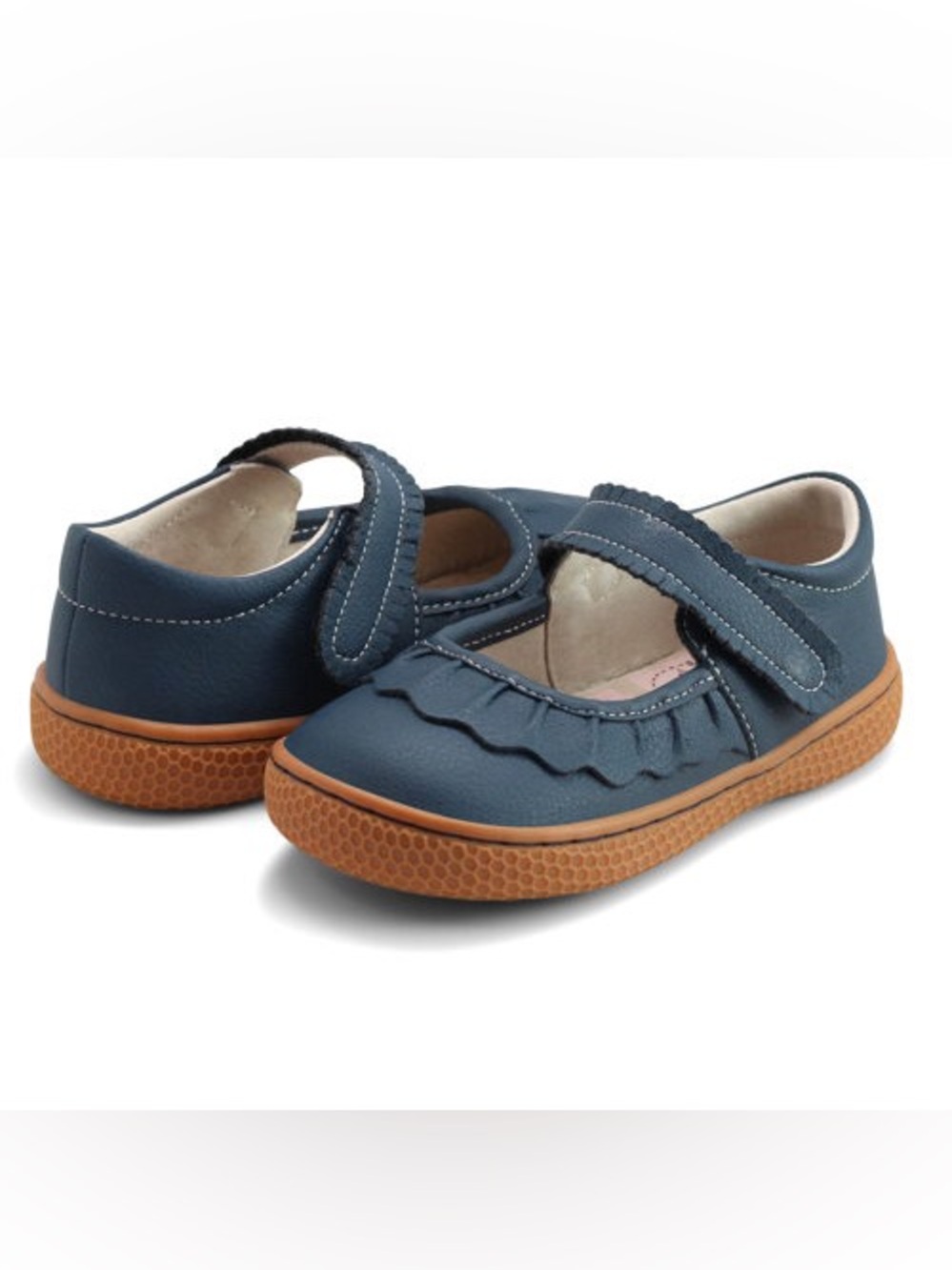 Livie & Luca Navy Mary Jane Shoes with Tan Sole
